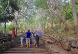 SRI LANKA, Mihintale temple site, prilgrims and visitors climbing the granite stairway, SLK5396JPL