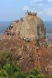 SRI LANKA, Mihintale temple site, prilgrims climbing the Aradhana Gala, SLK5406JPL