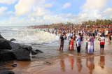SRI LANKA, Negombo, Negombo Beach Park, Sunday evening crowds enjoying the sea, SLK6244JPL