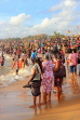 SRI LANKA, Negombo, Negombo Beach Park, Sunday evening crowds enjoying the sea, SLK6266JPL