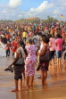 SRI LANKA, Negombo, Negombo Beach Park, Sunday evening crowds enjoying the sea, SLK6267JPL