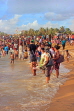 SRI LANKA, Negombo, Negombo Beach Park, Sunday evening crowds enjoying the sea, SLK6269JPL