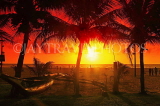 SRI LANKA, Negombo, beach, boat and coconut trees, sunset, SLK3590JPL