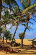 SRI LANKA, Negombo, beach, coconut trees, and sunbeds, SLK6013JPL