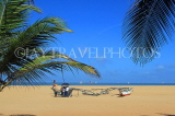 SRI LANKA, Negombo, beach, coconut trees and traditional fishing boats, SLK6017JPL