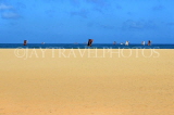 SRI LANKA, Negombo, beach, seascape, with fishing boats out at sea, SLK6332JPL