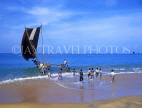 SRI LANKA, Negombo, catamaran (traditional fishing boat), going out to sea, SLK371JPL