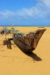 SRI LANKA, Negombo, catamaran (traditional fishing boat) on beach, SLK6006JPL