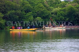 SRI LANKA, Negombo, catamaran boats in lagoon, SLK2645JPL
