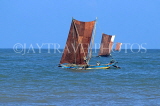 SRI LANKA, Negombo, catamaran with sail (traditional fishing boat) at sea, SLK5957JPL