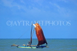 SRI LANKA, Negombo, catamaran with sail (traditional fishing boat) at sea, SLK6322JPL