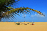 SRI LANKA, Negombo, catamarans (traditional fishing boats) on beach, SLK6008JPL