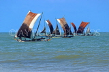 SRI LANKA, Negombo, catamarans with sail (traditional fishing boat) at sea, SLK5963JPL