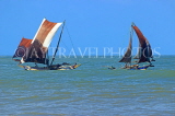 SRI LANKA, Negombo, catamarans with sail (traditional fishing boat) at sea, SLK6314JPL
