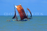 SRI LANKA, Negombo, catamarans with sail (traditional fishing boat) at sea, SLK6317JPL