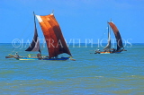 SRI LANKA, Negombo, catamarans with sail (traditional fishing boat) at sea, SLK6319JPL