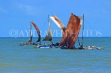 SRI LANKA, Negombo, catamarans with sail (traditional fishing boat) at sea, SLK6323JPL