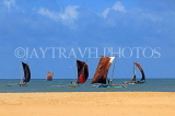 SRI LANKA, Negombo, catamarans with sail (traditional fishing boat) at sea, SLK6325JPL