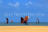 SRI LANKA, Negombo, catamarans with sail (traditional fishing boat) at sea, SLK6326JPL