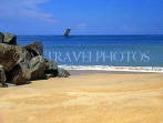 SRI LANKA, Negombo, coast, beach and catamaran (fishing boat) at sea, SLK1518JPL