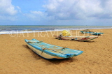 SRI LANKA, Negombo, coastal view, small fishing boats on beach, SLK3573JPL