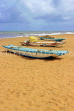 SRI LANKA, Negombo, coastal view, small fishing boats on beach, SLK3574JPL