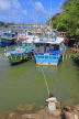 SRI LANKA, Negombo, fishing boats, and lone fisherman in Negombo Lagoon, SLK6081JPL