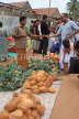 SRI LANKA, Negombo, market, fruit and vegetable market, Coconuts and Pineapples, SK2720JPL