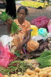 SRI LANKA, Negombo, market scene, fruit and vegetable market, and vendor, SLK6175JPL