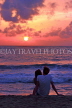 SRI LANKA, Negombo, sunset, sea, and couple (tourists) on beach, SLK6030JPL