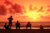 SRI LANKA, Negombo, sunset, sea, and people (tourists) on beach, SLK6361JPL