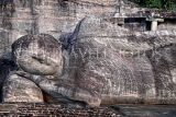 SRI LANKA, Polonnaruwa, Gal Viahre (stone temple), granite carved reclining Buddha, SLK2140JPL