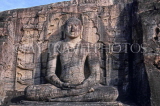SRI LANKA, Polonnaruwa, Gal Viahre (stone temple), granite carved seated Buddha, SLK2071JPL