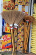SRI LANKA, Pussellawa, town centre, brooms for sale, made from coconut eekles, SLK4188JPL