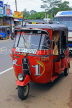 SRI LANKA, Pussellawa, town centre, red three wheeler taxi, SLK4191JPL