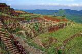 SRI LANKA, Sigiriya Rock Fortress, monolith, palace ruins at summit, SLK2073JPL