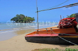 SRI LANKA, south coast, Weligama, beach, fishing boat, and Taprobane Island, SLK4679JPL