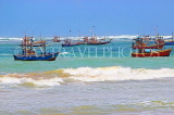 SRI LANKA, south coast, Weligama, fishing boats and coastal view, SLK48153JPL