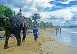 SRI LANKA, west coast, beach with boy on elephant ride, SLK2111JPL