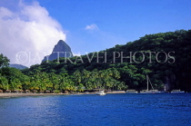 ST LUCIA, coastal view, and the Pitons in background, STL87JPL