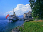 SWITZERLAND, Vaud, MONTREUX, Chateau de Chillon and cruise boat, Lake Geneva, SW832JPL