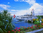 SWITZERLAND, Vaud, MONTREUX, orimenade, and lake Geneva with cruise boat, SW811JPL