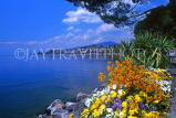 SWITZERLAND, Vaud, MONTREUX, promenade flowers and  Lake Geneva, SW966JPL