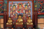 South Korea, SEOUL, Bongeunsa Temple, Daewoongjeon hall, three wooden Buddhas, SK845JPL