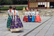South Korea, SEOUL, Changdeokgung Palace, visitors in colourful Hanbok attire, SK211JPL