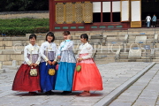 South Korea, SEOUL, Changdeokgung Palace, visitors in colourful Hanbok attire, SK212JPL