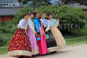 South Korea, SEOUL, Changdeokgung Palace, visitors in colourful Hanbok attire, SK213JPL