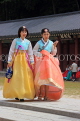 South Korea, SEOUL, Changdeokgung Palace, visitors in colourful Hanbok attire, SK214JPL