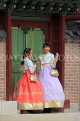 South Korea, SEOUL, Changdeokgung Palace, visitors in colourful Hanbok attire, SK220JPL