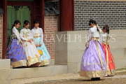 South Korea, SEOUL, Changdeokgung Palace, visitors in colourful Hanbok attire, SK221JPL